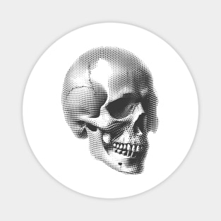 Ink Stains and Bone: A Raw Halftone Skull Tapestry Magnet